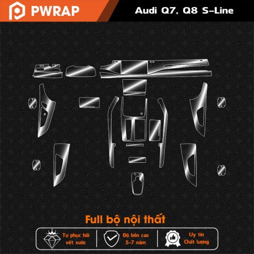 Dán bảo vệ nội thất Audi Q7, Q8 Sline 2019-2024 PPF tự phục hồi